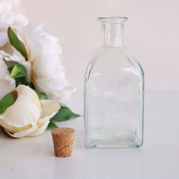 Vintage 1990s Glass Bottle With Cork / 8 Oz Recycled Spanish Glass - Picture 7 of 10